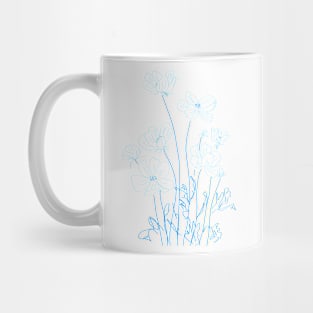 blue cosmos flowers line drawing Mug